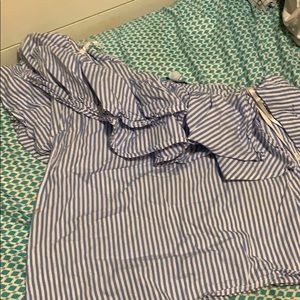 Blue striped off the shoulder top